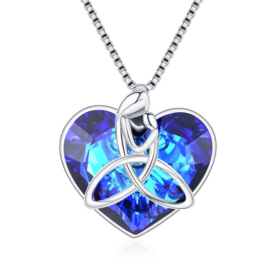 925 Sterling Silver Irish Celtic Knot Love Heart Pendant With Crystal Mother Jewelry